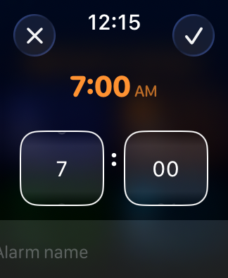 WakeUp on Apple Watch: setting a new 7:00 AM alarm